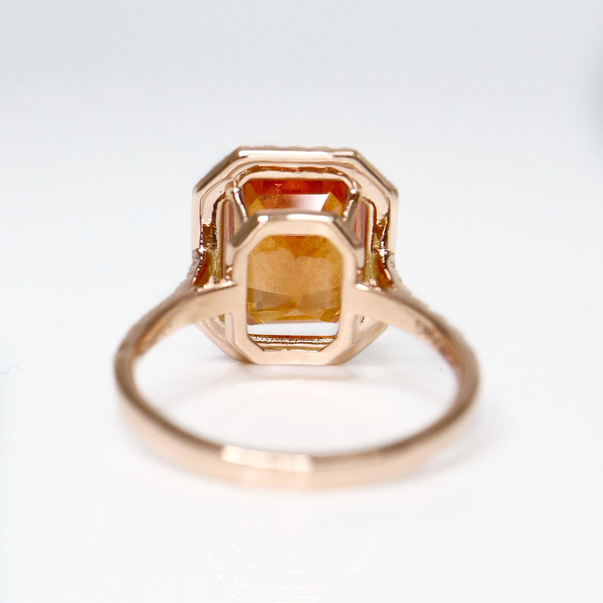 GIA 14K 7,70 Karat Antiker Verlobungsring mit natürlichem Fanta-Granat und Diamanten im Angebot 4
