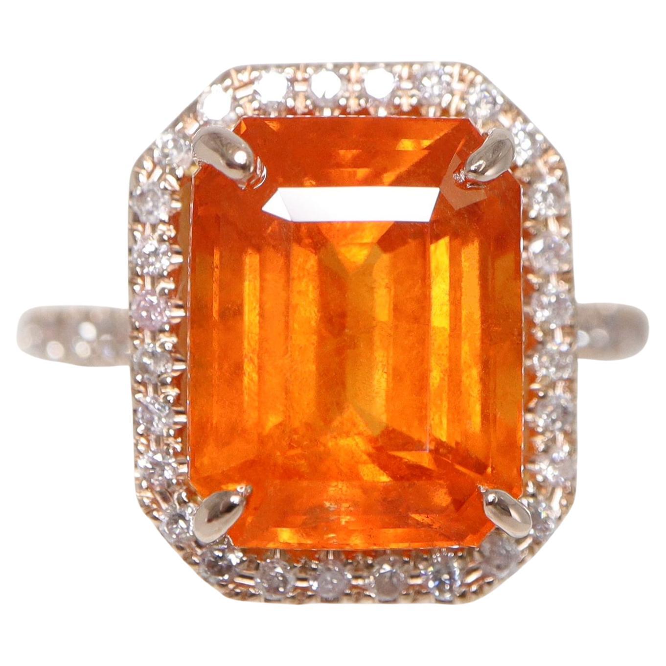 GIA 14K 7,70 Karat Antiker Verlobungsring mit natürlichem Fanta-Granat und Diamanten