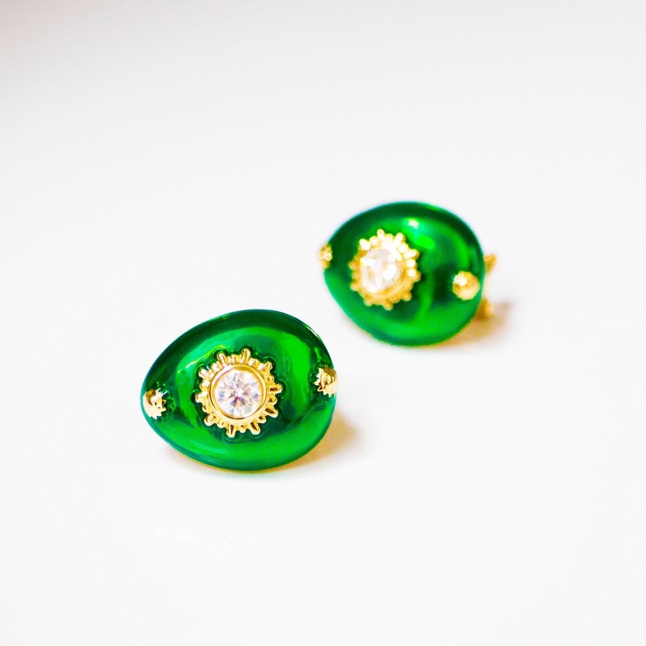 GIA 14K  F VS1 3EX Diamonds Antique Art Deco Style Stud Earrings For Sale 2