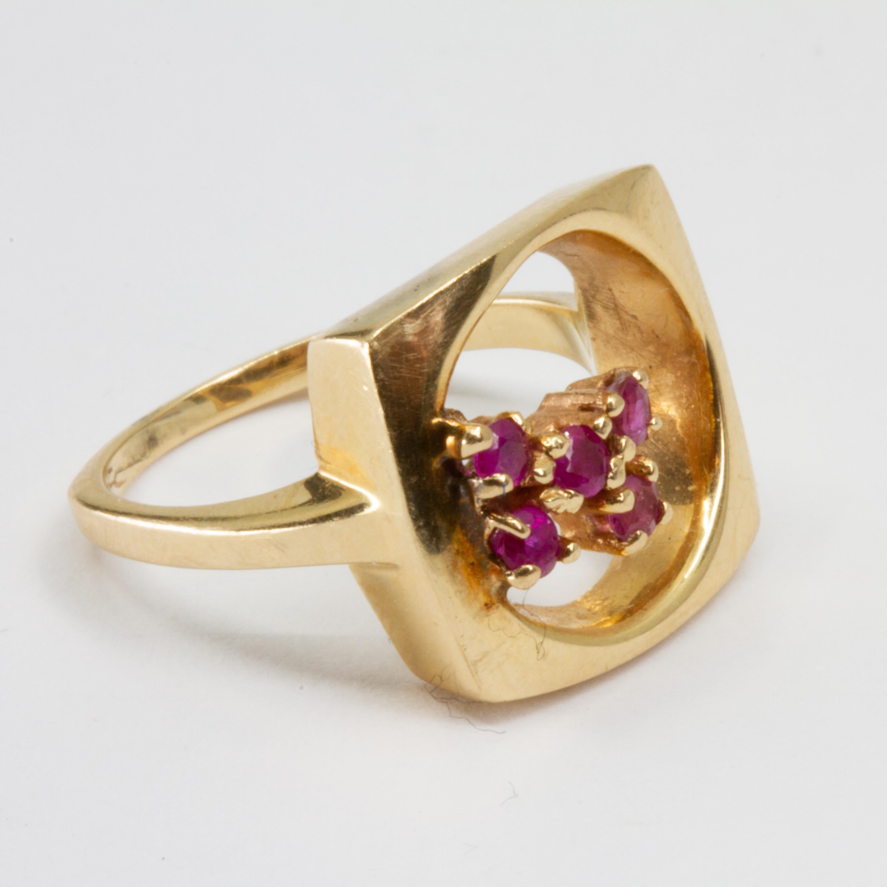 Cushion Cut GIA 14k Gold and Ruby Ring