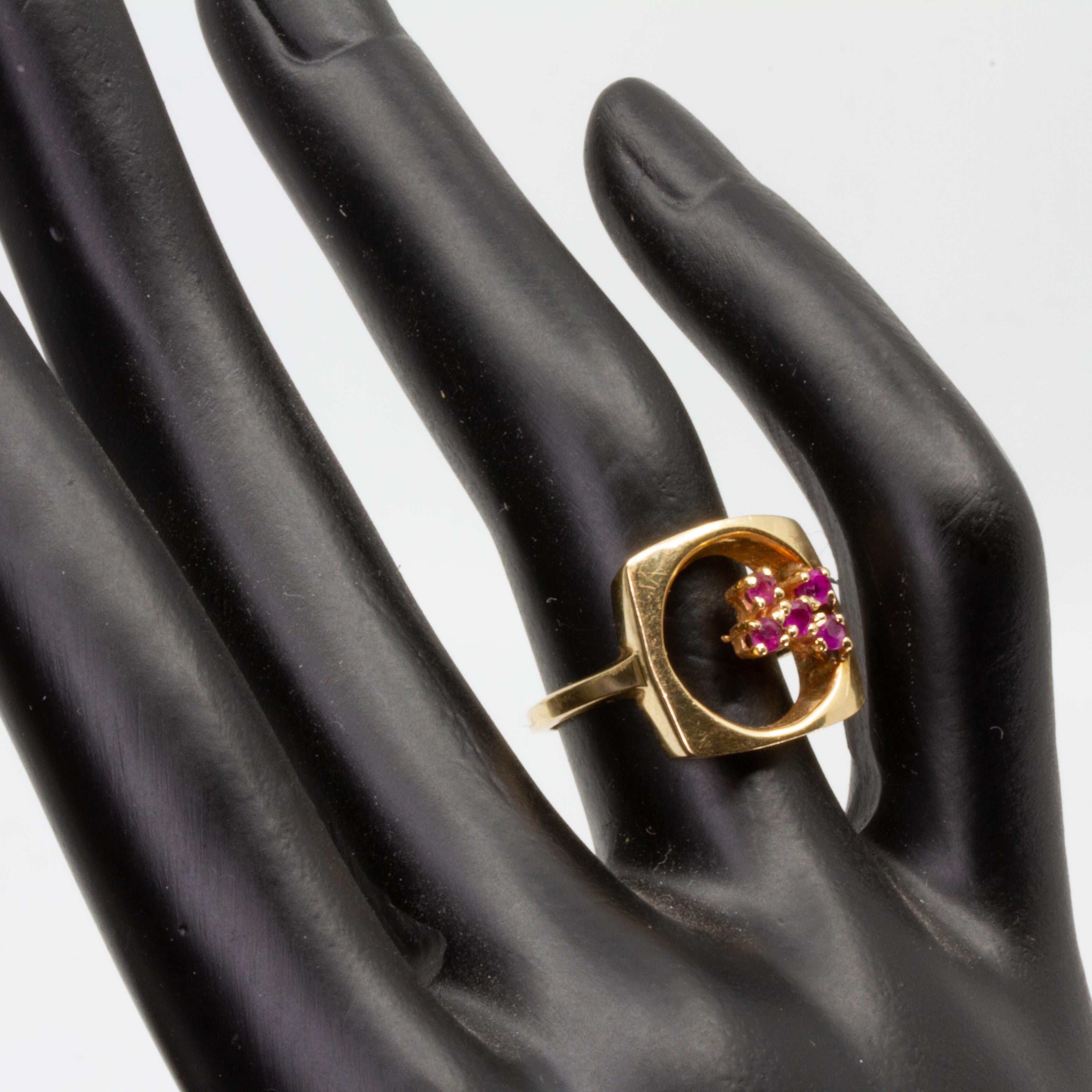 GIA 14k Gold and Ruby Ring In Good Condition In Kingston, NY