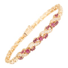 GIA 14k Gold Ruby and Diamond Bracelet