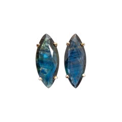 Vintage GIA 14k White Gold and Sapphire Stud Earrings