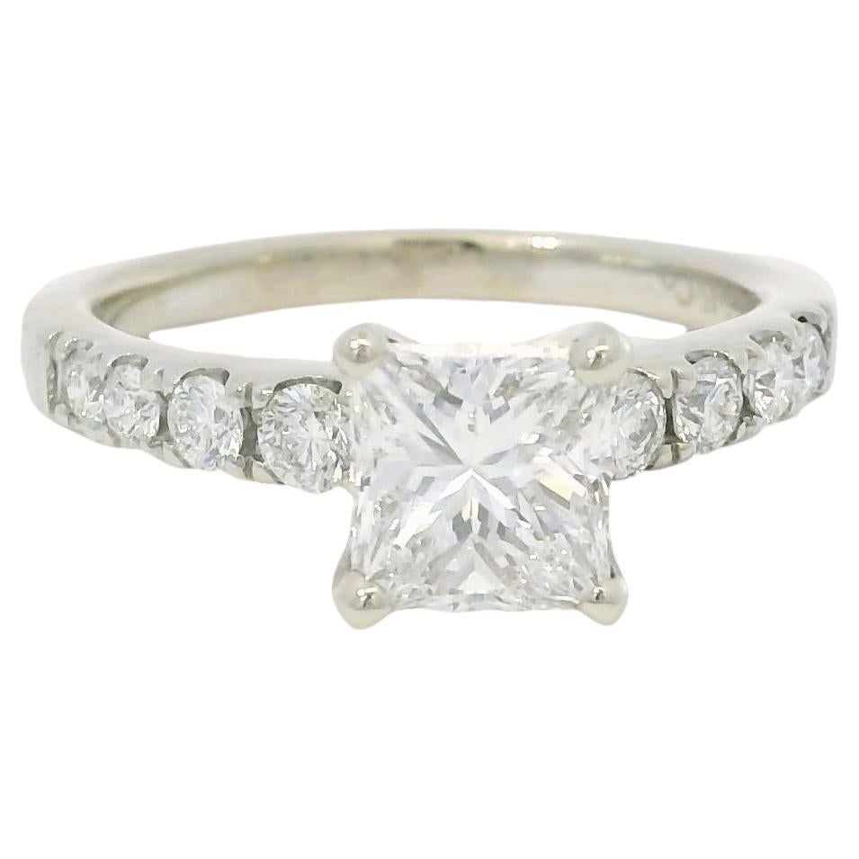 GIA 14K White Gold Natural 1.24 Carat Cut Diamond Engagement Ring In Stock