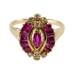 GIA 14k Yellow Gold Diamond and Ruby Ring