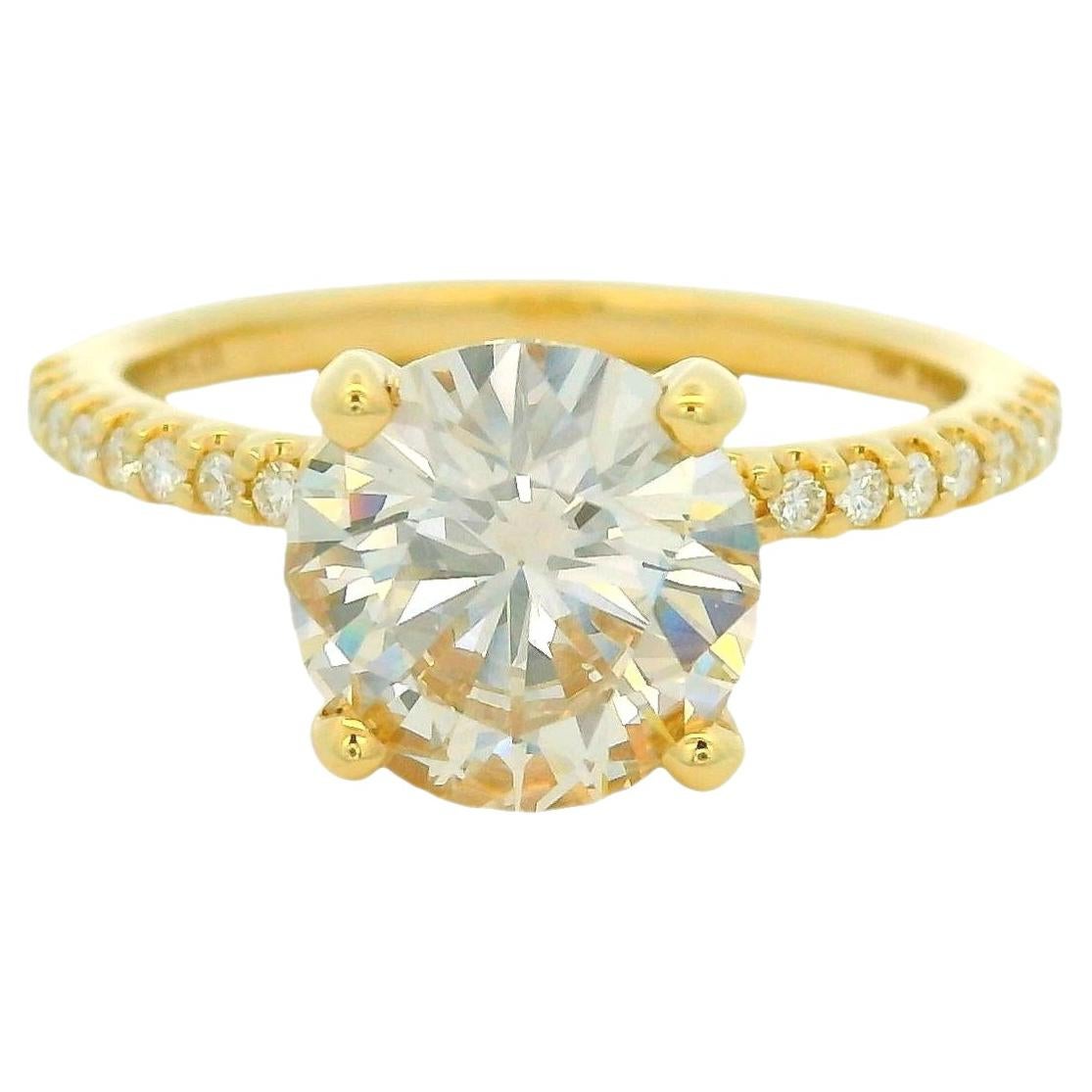 GIA 14K Yellow Gold Natural 2.01 Carat Round Brilliant Diamond Engagement Ring