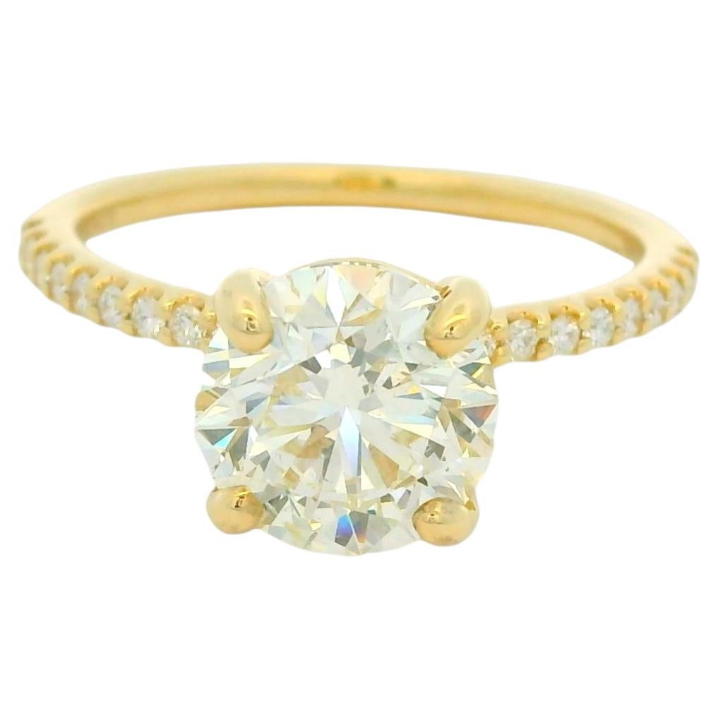 GIA 14K Yellow Gold Natural 2.08 Carat Round Brilliant Diamond Engagement Ring For Sale