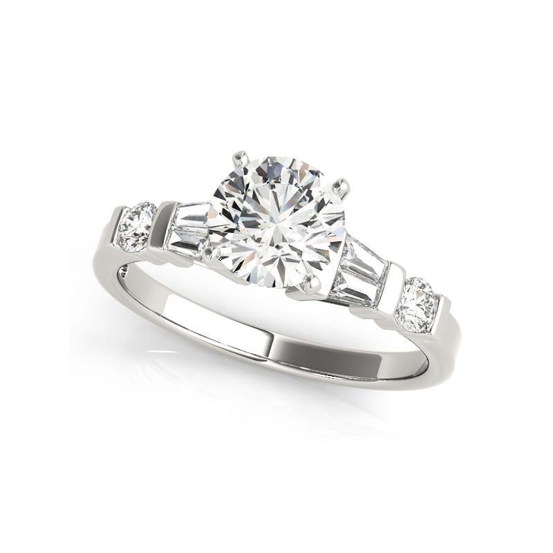 Taglio rotondo GIA 1.5 Carat Baguette & Round Channel Solitaire  Diamond Ring in vendita