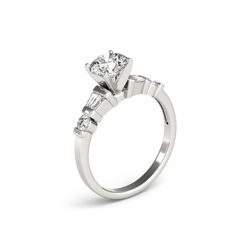 Donna GIA 1.5 Carat Baguette & Round Channel Solitaire  Diamond Ring in vendita