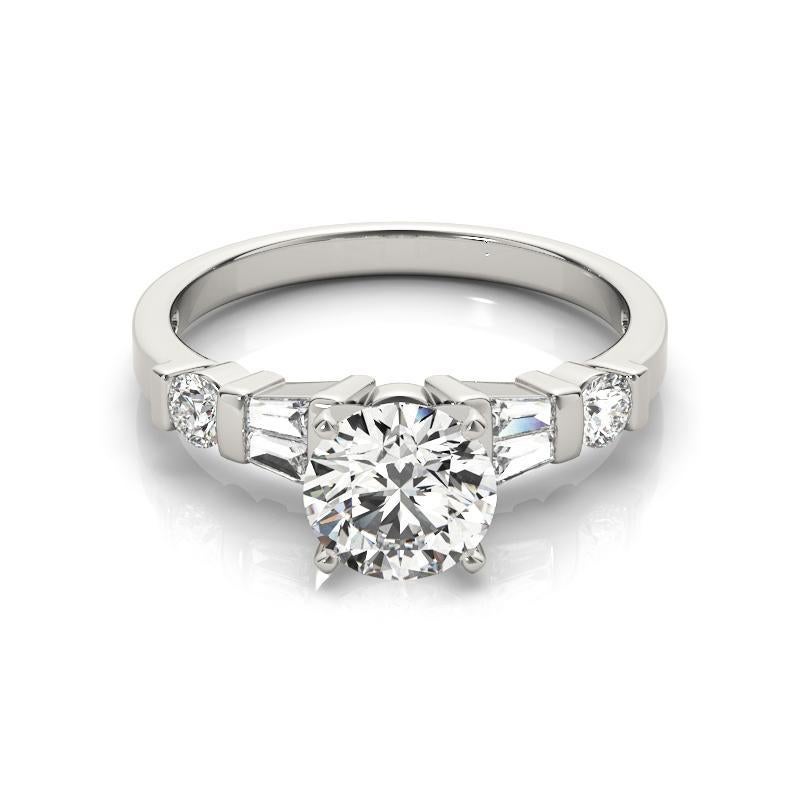GIA 1.5 Carat Baguette & Round Channel Solitaire  Diamond Ring