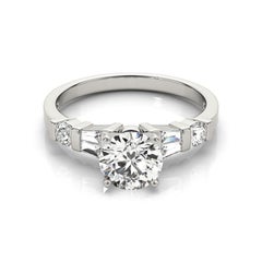 GIA 1.5 Carat Baguette & Round Channel Solitaire  Diamond Ring