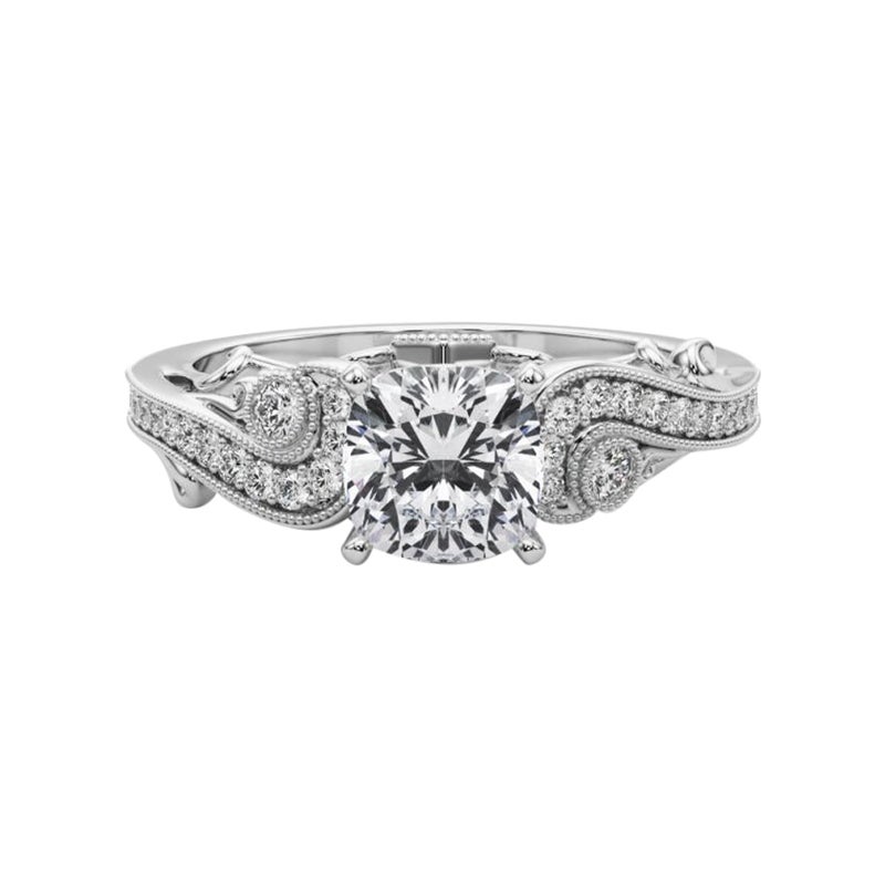 GIA 1,5 Karat Cushion Drei-Stein gekrümmt Bypass 18K Weißgold Diamantring