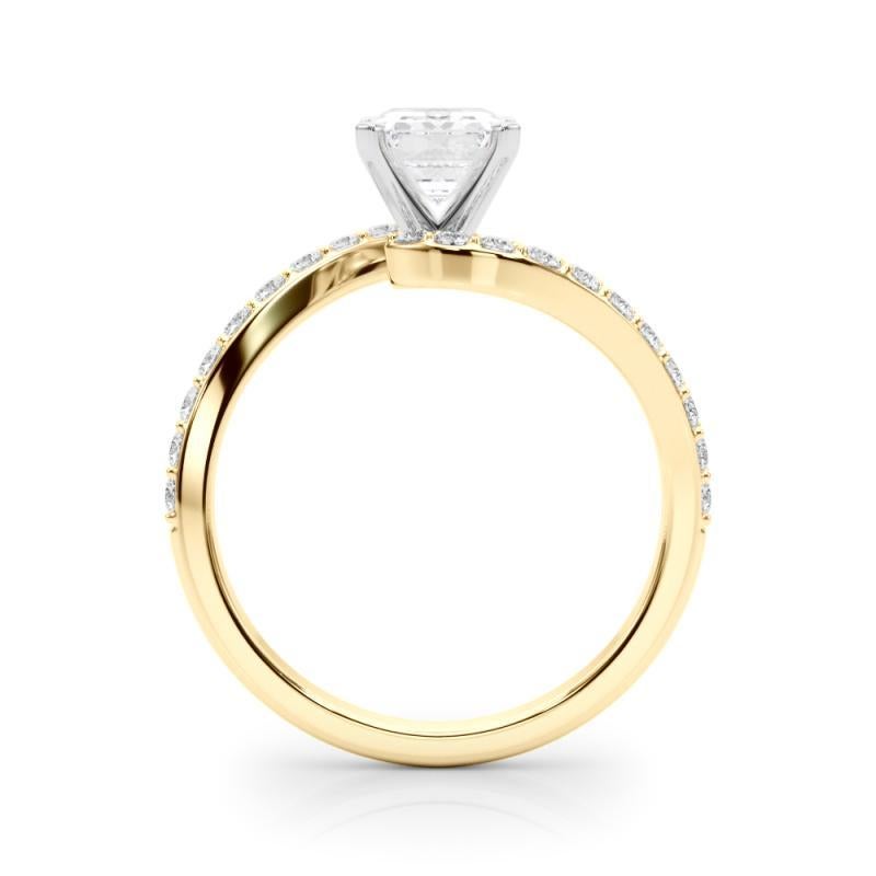 GIA 1,5 Carati Smeraldo Curvo Bypass Pave Gambo in Oro Giallo 18K Diamante In condizioni Nuovo in vendita a New York, NY