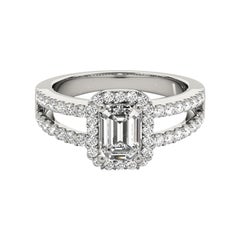 GIA Halo de esmeralda de 1.5 quilates Filigrana de mango partido  Anillo de diamantes