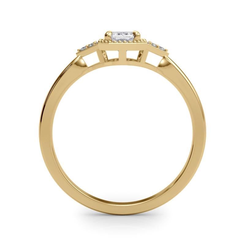 GIA Esmeralda milgrain de 1,5 quilates Bisel geométrico Anillo de diamantes de oro amarillo de 18 quilates en Nuevo estado para la venta en New York, NY