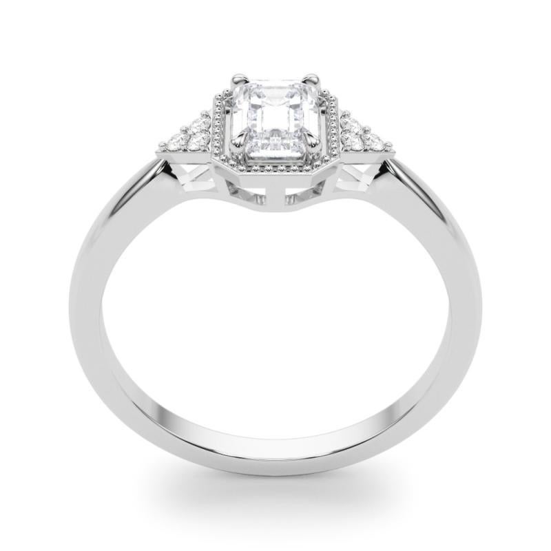 De las mujeres GIA Esmeralda milgrain de 1.5 quilates Bisel geométrico  Anillo de diamantes en venta