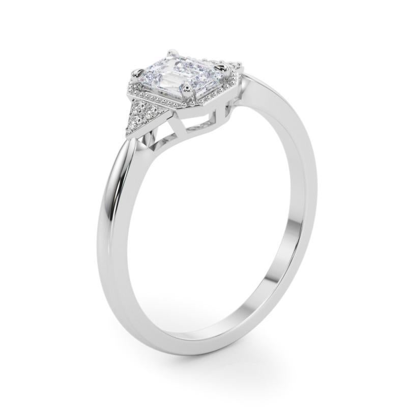 GIA Esmeralda milgrain de 1.5 quilates Bisel geométrico  Anillo de diamantes en venta 1