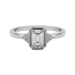 GIA 1.5 Carat Milgrain Emerald Geometric Bezel  Diamond Ring