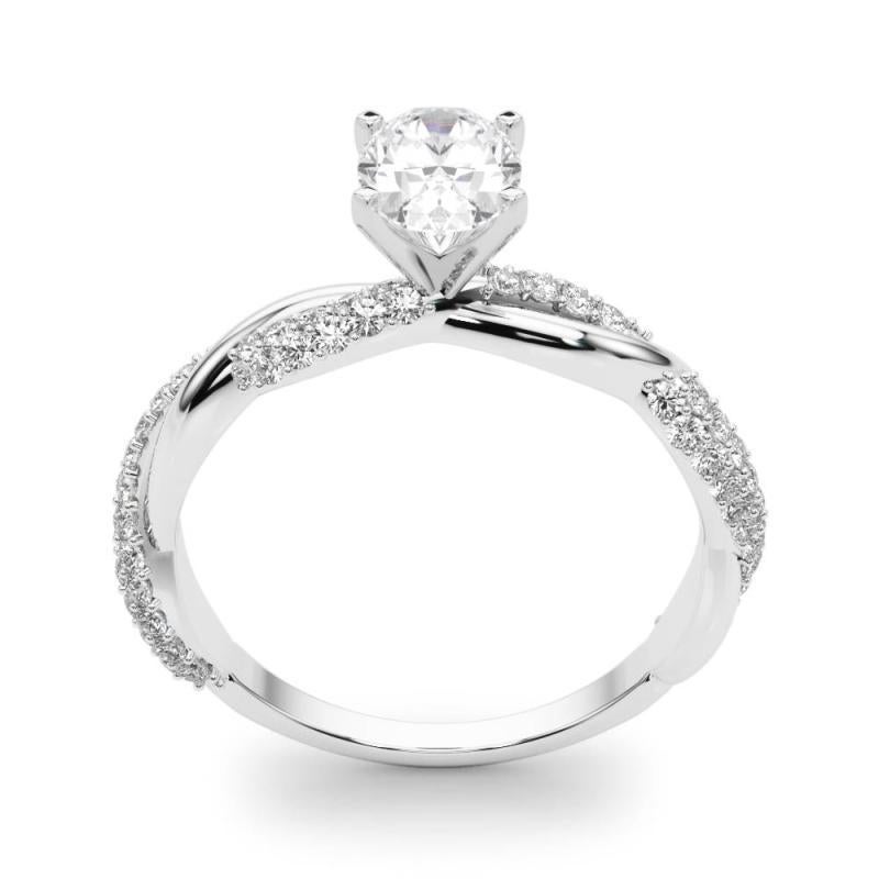 Donna GIA 1,5 Carati Oval Twisted Pave Braided Band Oro bianco 18K Diamante in vendita