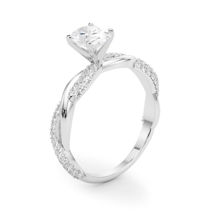 GIA 1,5 Carati Oval Twisted Pave Braided Band Oro bianco 18K Diamante in vendita 1