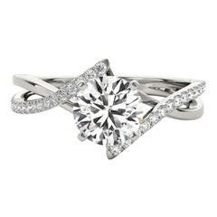 GIA 1.5 Carat Round Double Band Bypass Swirl  Diamond Ring