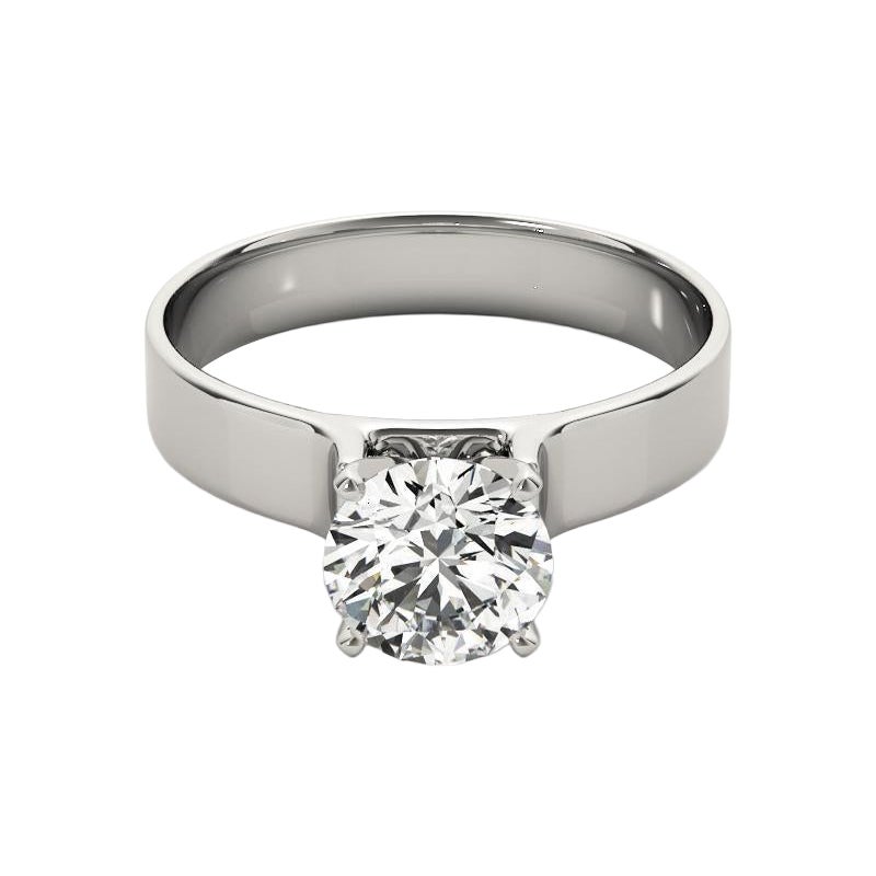 GIA 1,5 Carati Tondo Moderno Cattedrale Solitario Anello con Diamante in Oro Bianco 18K
