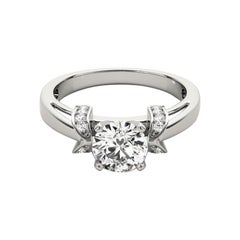 GIA 1.5 Carat Round Pave Ribbon Open Cathedral 18K White Gold Diamond Ring
