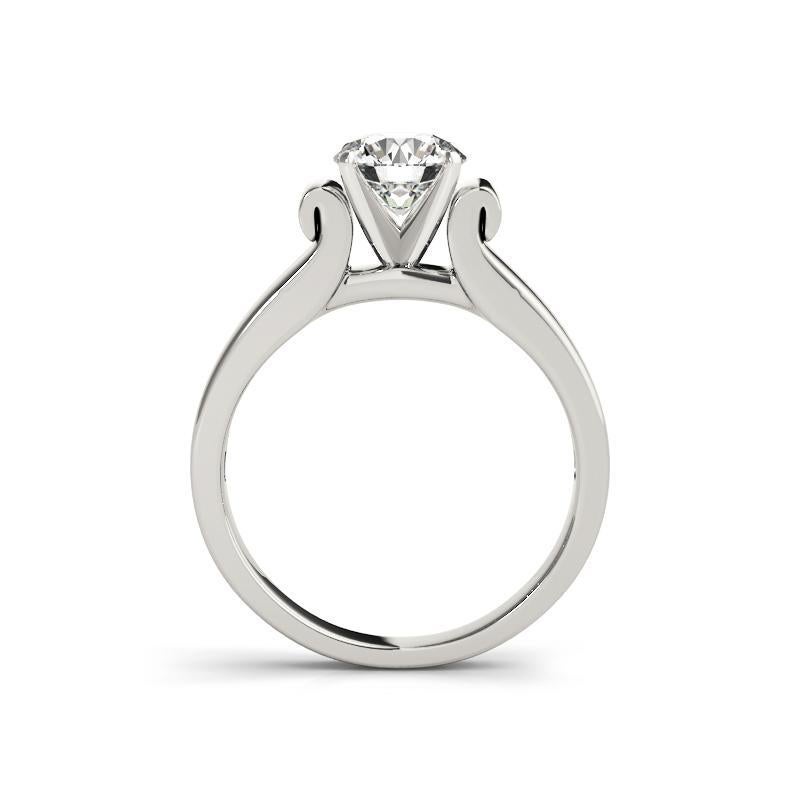 Taglio rotondo GIA 1,5 Carati Rotondo Solitario Scroll Banda larga  Anello con diamante in vendita