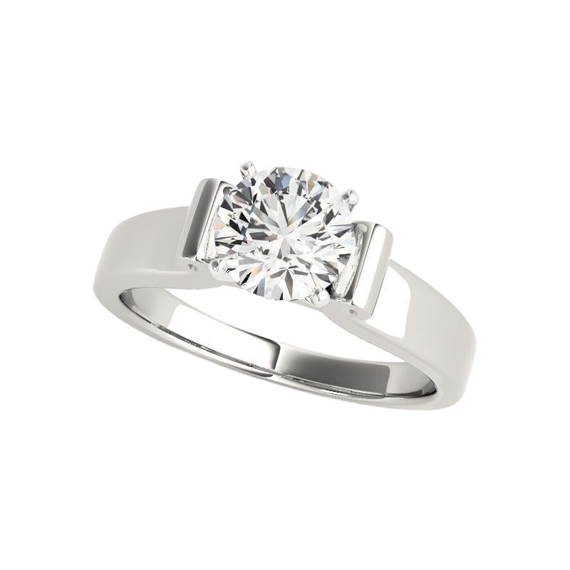 GIA 1,5 Carati Rotondo Solitario Scroll Banda larga  Anello con diamante