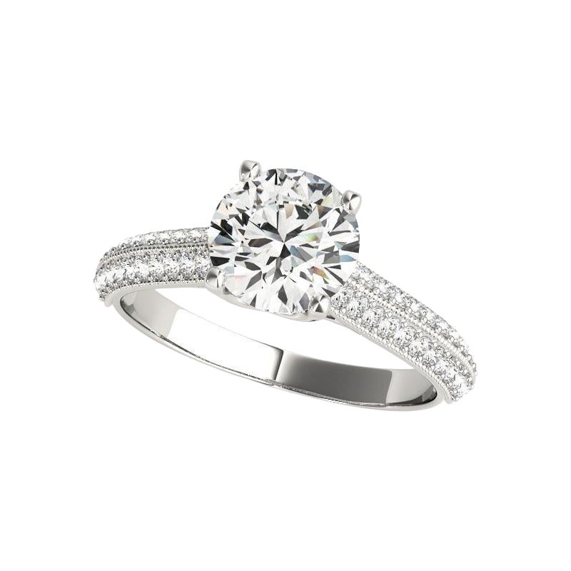 GIA 1.5 Carat Round Tulip Infinity Cathedral 18K White Gold Diamond Ring