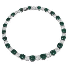 GIA 150 Carat Certified Green Emerald Diamond Necklace