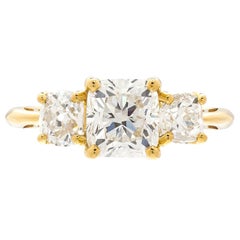 GIA 1.50 Carat Cushion Cut 3-Stone Engagement Ring