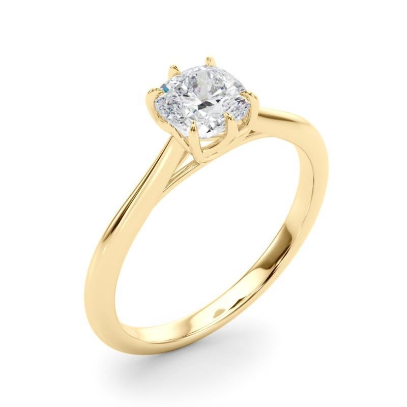 Donna GIA 1,50 Carati Cuscino Solitario Tulipano Cattedrale Oro Giallo 18K Anello di Diamanti in vendita