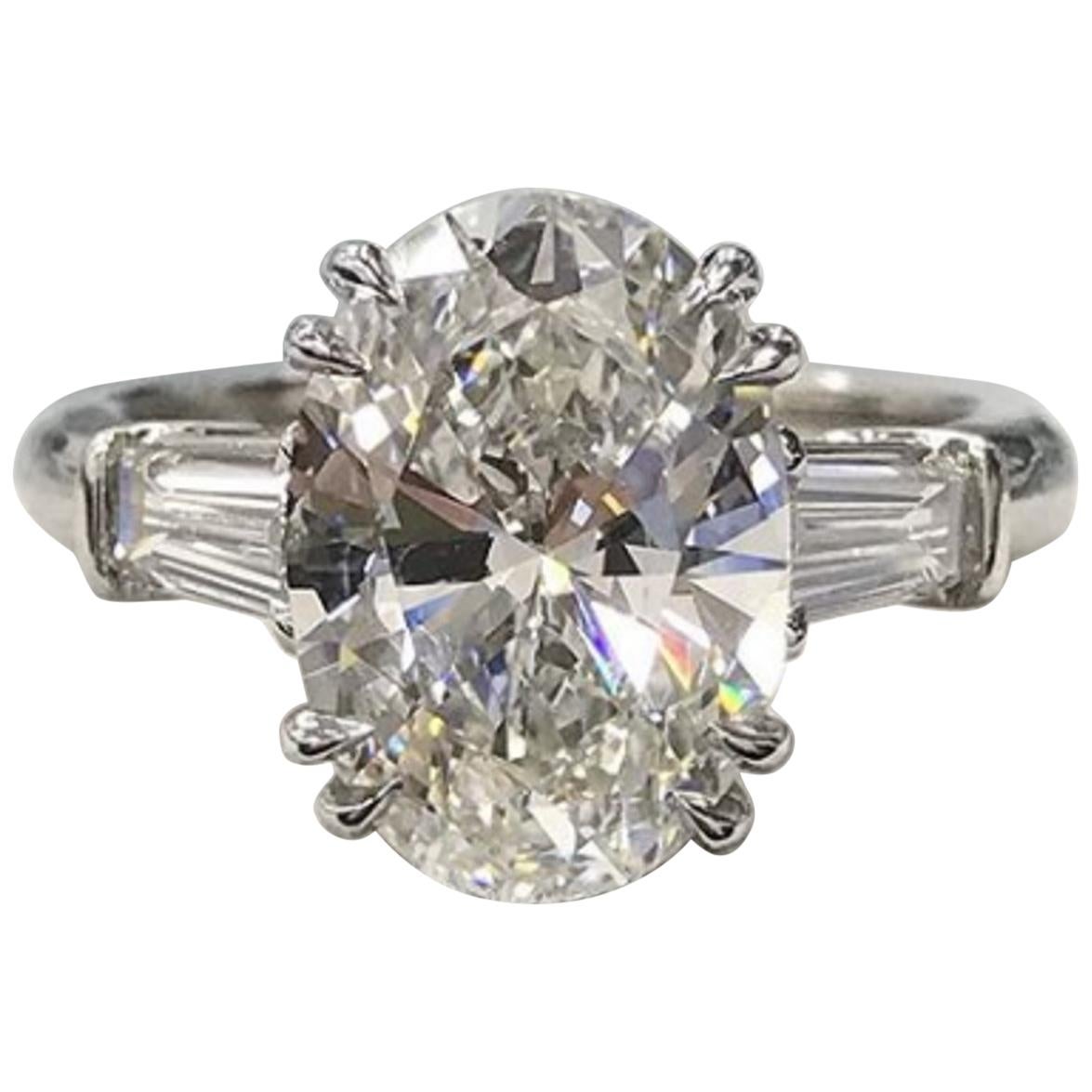 GIA 1.50 Ct Oval Brilliant Cut Diamond Engagement Ring E Color VS Clarity 
