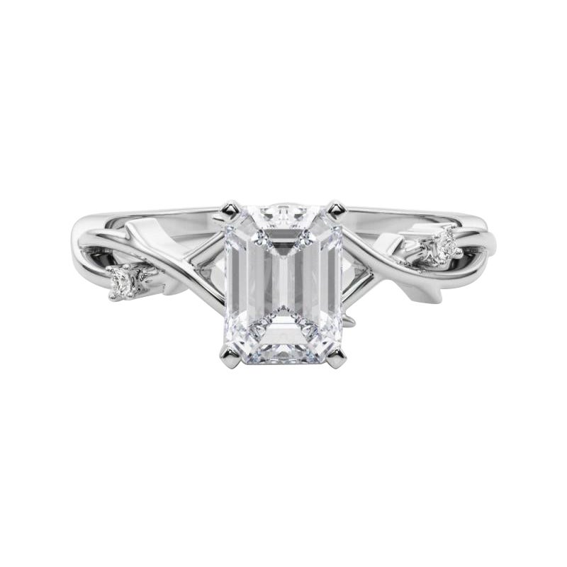 GIA 1,50 Carati Smeraldo a forma di vite ispirato alla Nature  Anello con diamante