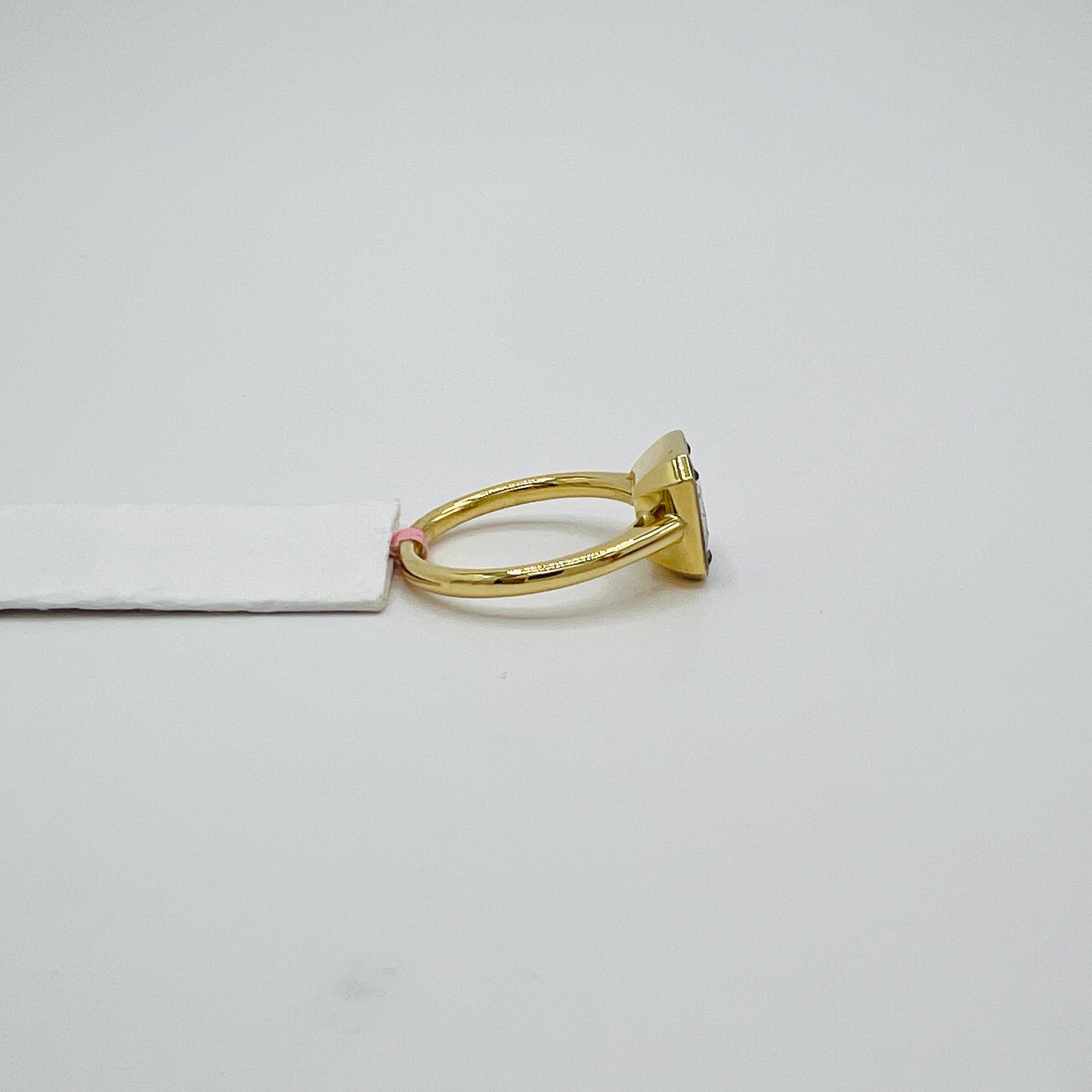 GIA 1.50 Carat French Cut Diamond Ring in Black Rhodium & 18K Yellow Gold For Sale 1
