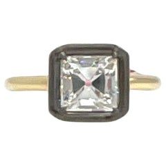 GIA 1.50 Carat French Cut Diamond Ring in Black Rhodium & 18K Yellow Gold