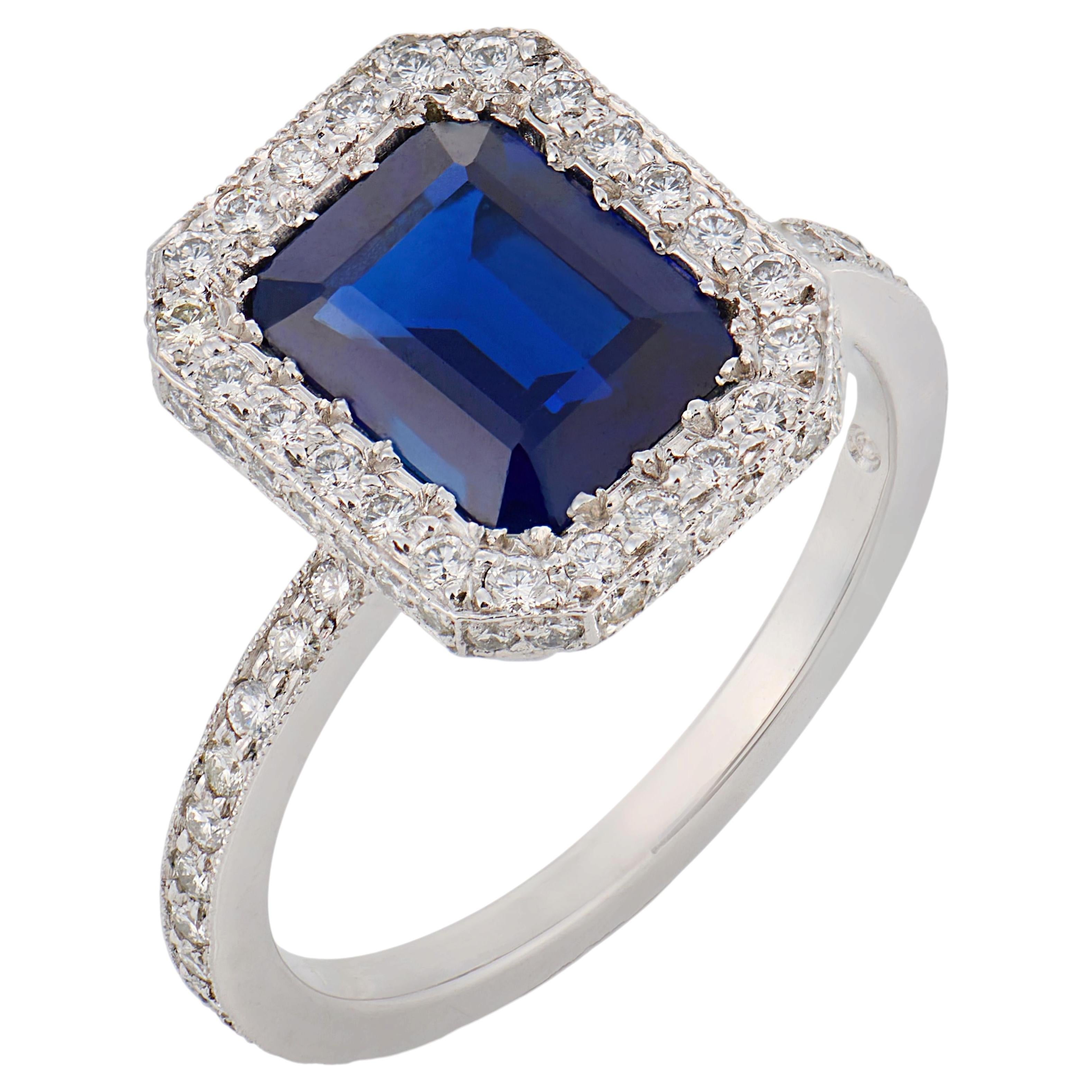 GIA 1.50 Karat hitzefrei Saphir Diamant Platin Verlobungsring