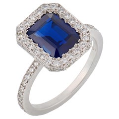 GIA 1.50 carat no heat sapphire diamond platinum engagement ring