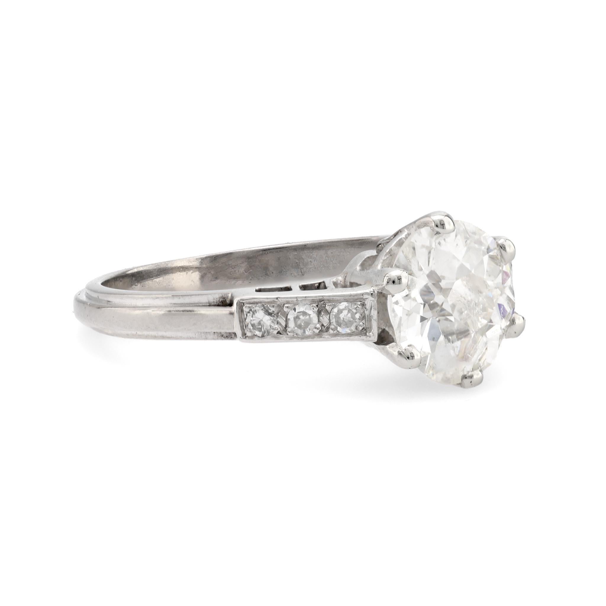Modern GIA 1.50 carat old European cut diamond 18k white gold engagement ring