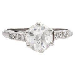 GIA 1,50 Karat Diamant-Verlobungsring aus 18 Karat Weißgold mit alteuropäischem Diamantschliff