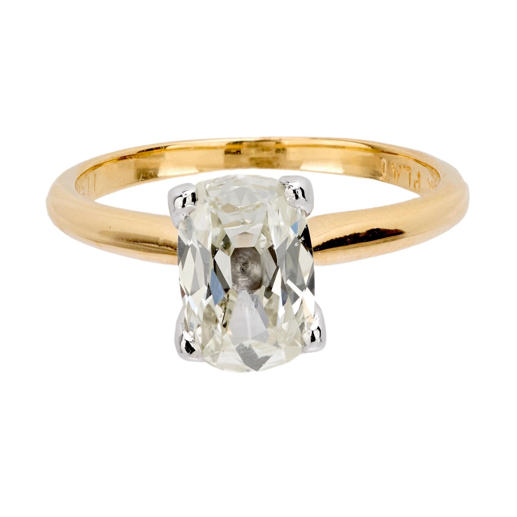 Verlobungsring aus 18 Karat Gelbgold mit GIA 1,50 Karat Diamant im alten Minenschliff (Zeitgenössisch) im Angebot