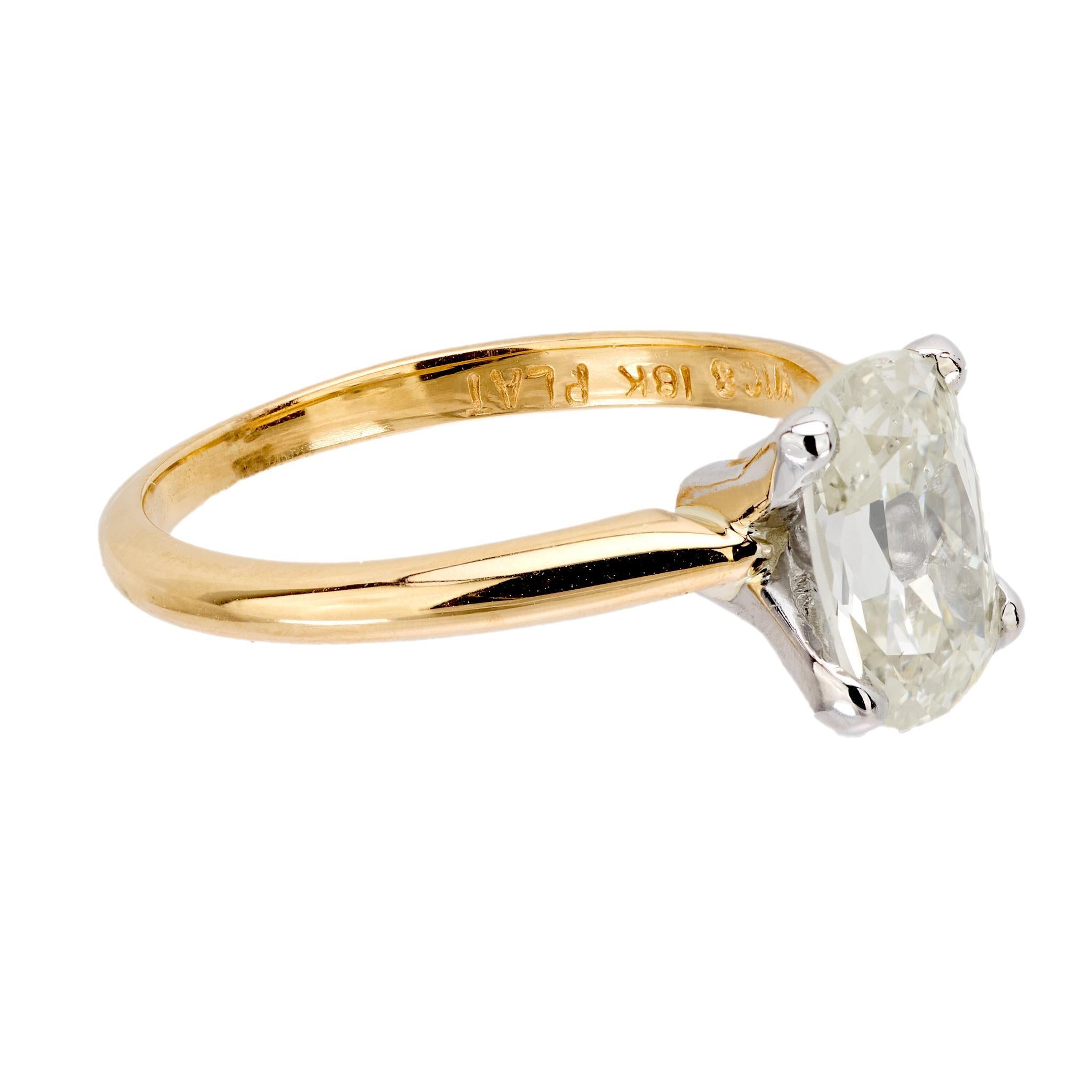 Verlobungsring aus 18 Karat Gelbgold mit GIA 1,50 Karat Diamant im alten Minenschliff (Alteuropäischer Brillantschliff) im Angebot