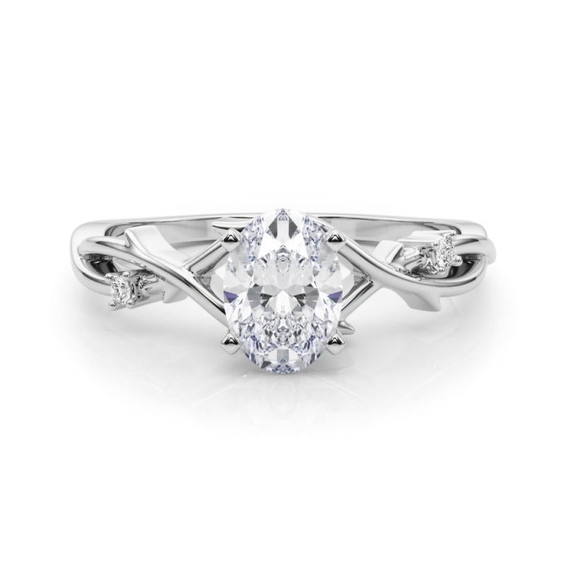 GIA 1,50 Karat Oval Vine Band Nature Inspired 18K Weißgold Diamantring
