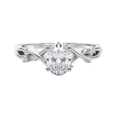 GIA 1,50 Carati Oval Vine Band Anello di diamanti in oro bianco 18K ispirato alla Nature