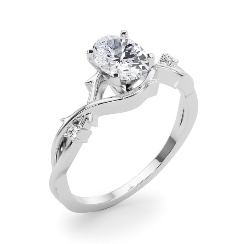 Women's GIA 1.50 Carat Oval Vine Band Nature Inspired  Diamond Ring For Sale