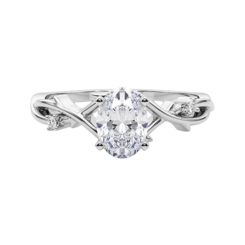 GIA 1.50 Carat Oval Vine Band Nature Inspired  Bague en diamant