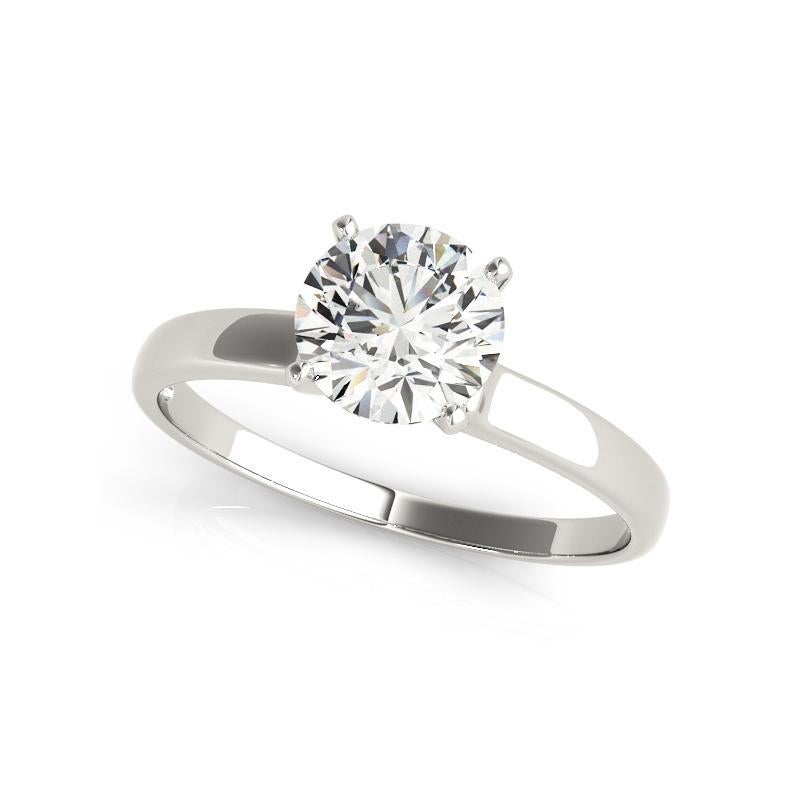 Round Cut GIA 1.50 Carat Round Solitaire Square Edge Band 18K White Gold Diamond Ring For Sale
