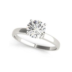 GIA 2.53 Carat Round Solitaire Square Edge Band 18K White Gold Diamond Ring