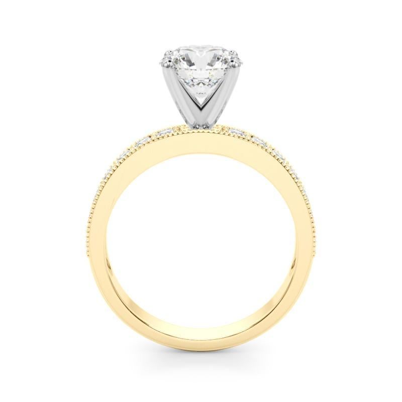 GIA 1,50 Karat runde Vintage Milgrain Kanal 18K Gelbgold Diamantring (Rundschliff) im Angebot